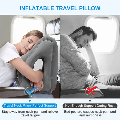 Enhanced Inflatable Travel Pillow with Head and Chin Support