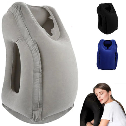 Enhanced Inflatable Travel Pillow with Head and Chin Support