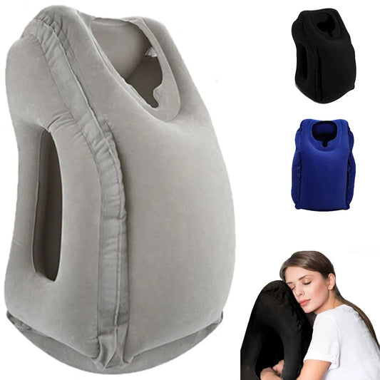 Enhanced Inflatable Travel Pillow with Head and Chin Support