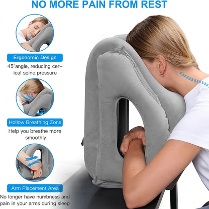 Enhanced Inflatable Travel Pillow with Head and Chin Support