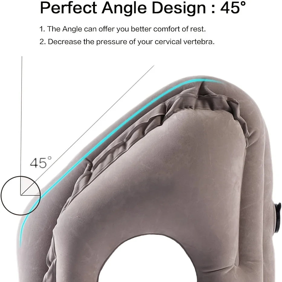 Enhanced Inflatable Travel Pillow with Head and Chin Support