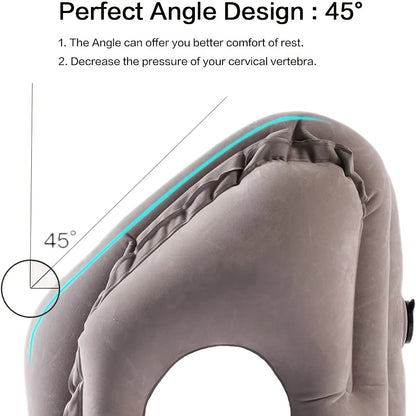 Enhanced Inflatable Travel Pillow with Head and Chin Support