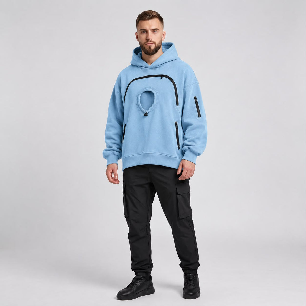 Pet-Carrying Hoodie Sweatshirt for Cats and Dogs with a Pouch and Snack Compartment